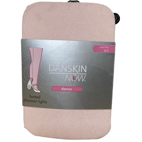 Danskin Now Footed Shimmer Tights Dance Stocking Ballet Stretch Pink 4-6 NWT - Picture 2 of 4